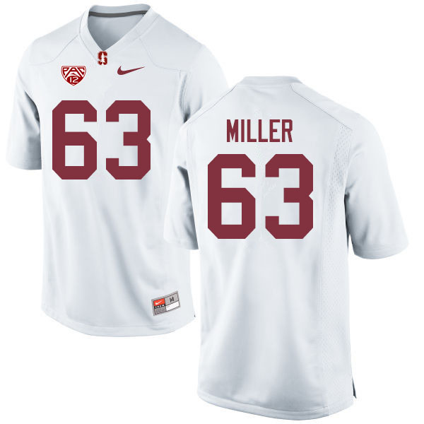 Men #63 Barrett Miller Stanford Cardinal College Football Jerseys Sale-White - Click Image to Close